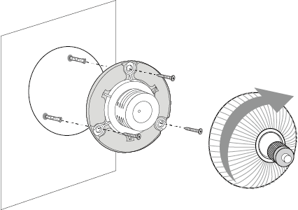 Affix the bracket over the anchors using the screws, and screw the base onto the bracket.
