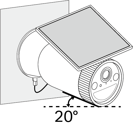 Magnetically attach the camera to the base and tilt the camera downwards at an angle of about 20°.