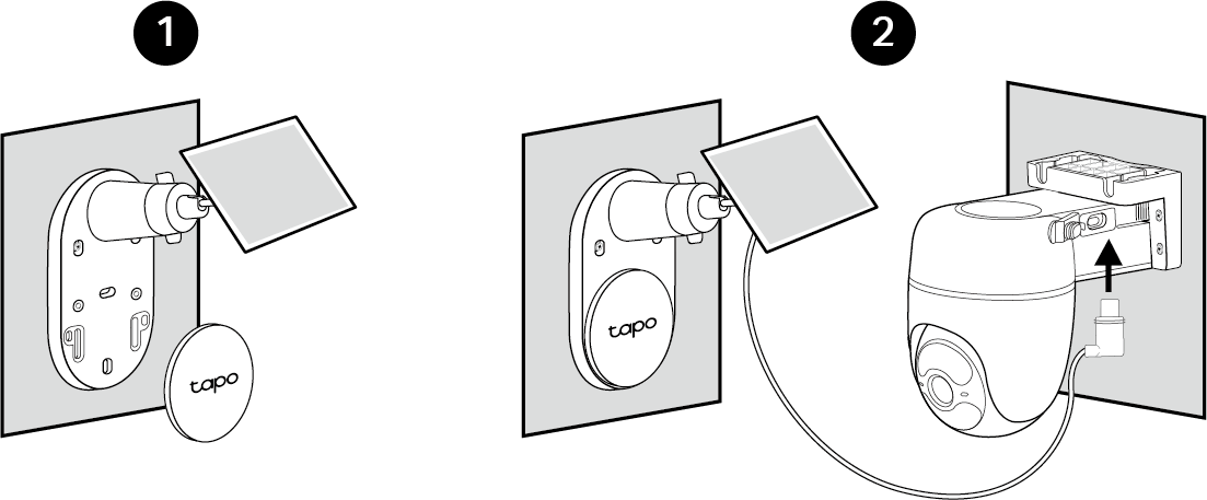 Displays installing the base cover and connecting the connector to the camera charging port