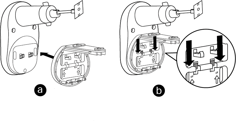 Display two steps to attach the camera bracket to the solar panel bracket