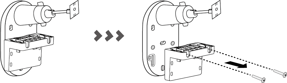 Displays how to separate the camera bracket and solar panel bracket