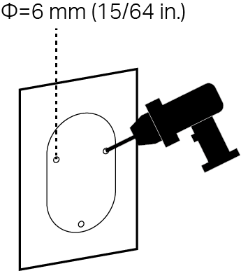 Apply the mounting template sticker to a solid and level wall surface. Drill three screw holes according to the template.