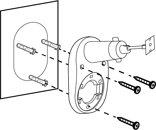 Insert three wall anchors into the holes and use the mounting screws to affix the solar panel bracket over the anchors.