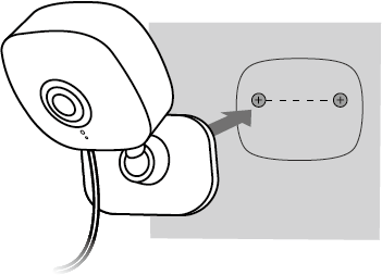 Displays how to hang the camera on screws