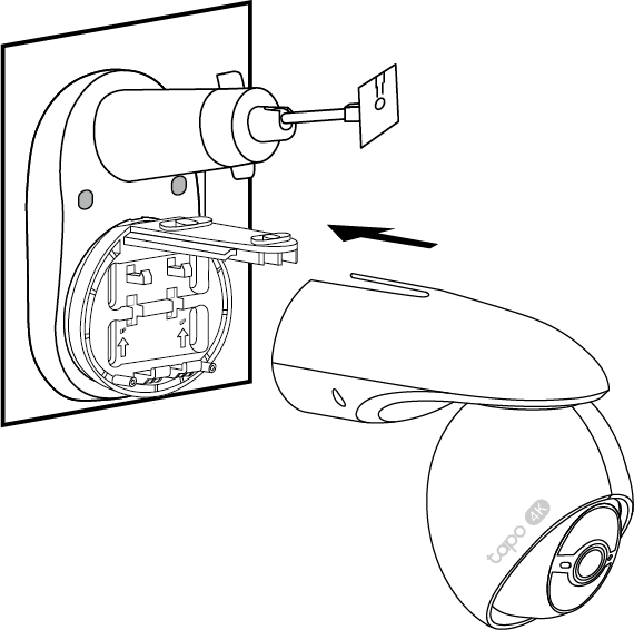 Displays the direction to slide the camera onto the bracket