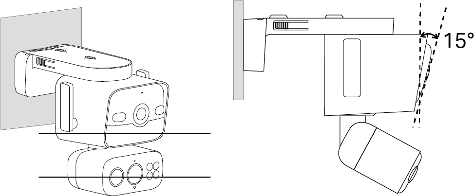 Displays images of keeping the motion sensor level and the camera lens tilt angle