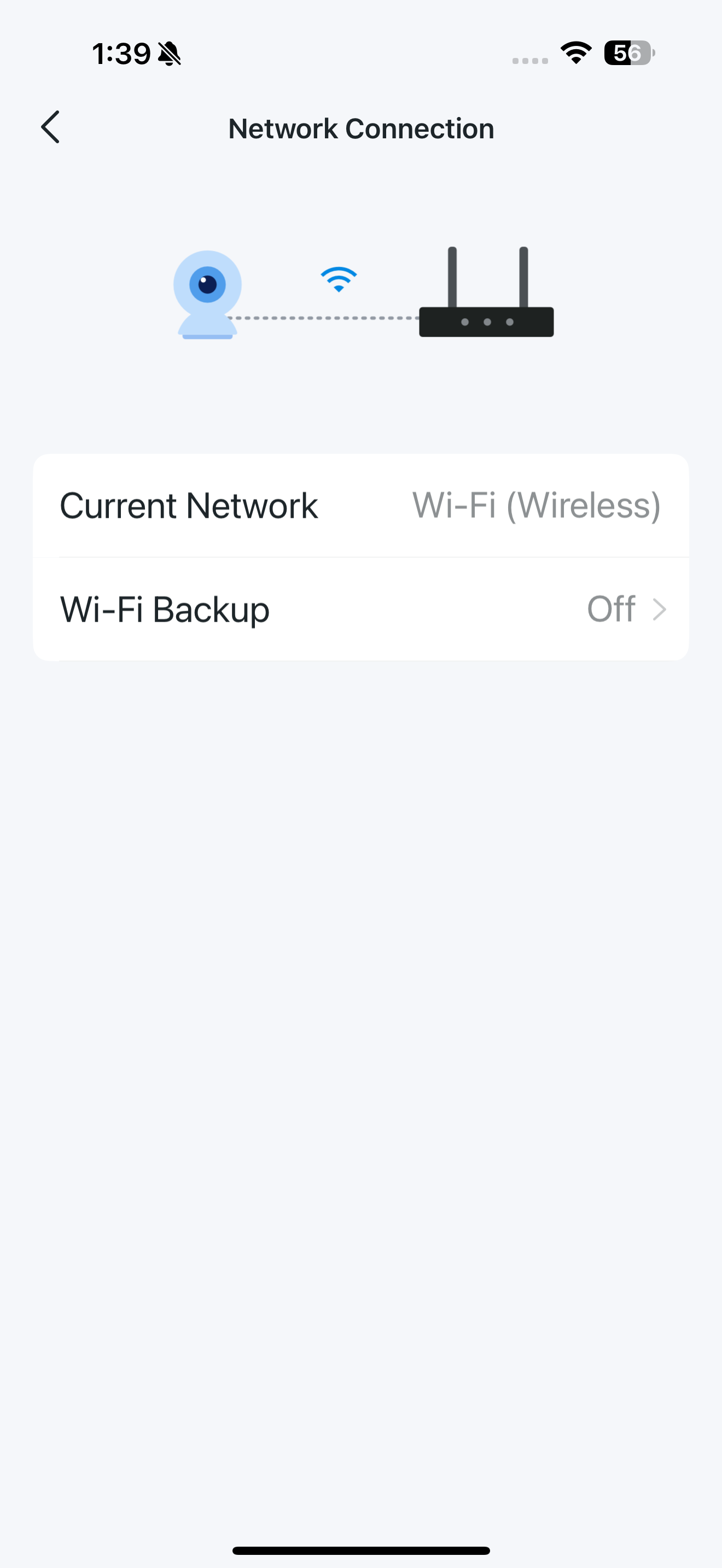 Network Connection page in the app