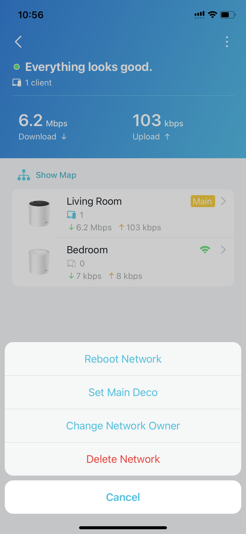 all the network management options after tapping the more settings icon