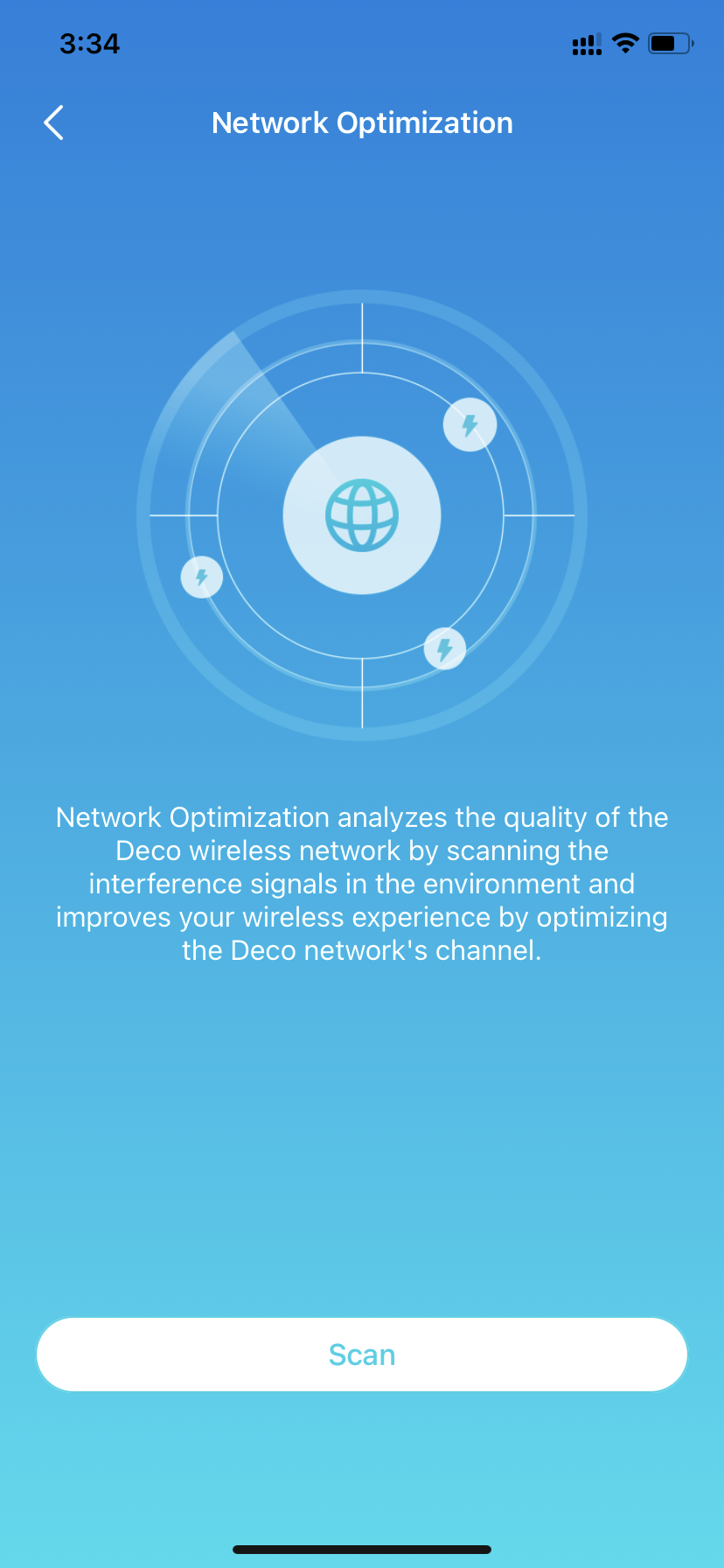 Network Optimization feature introduction and Scan button