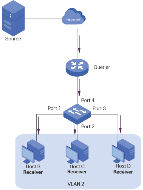 Network Topology for Basic IGMP Snooping