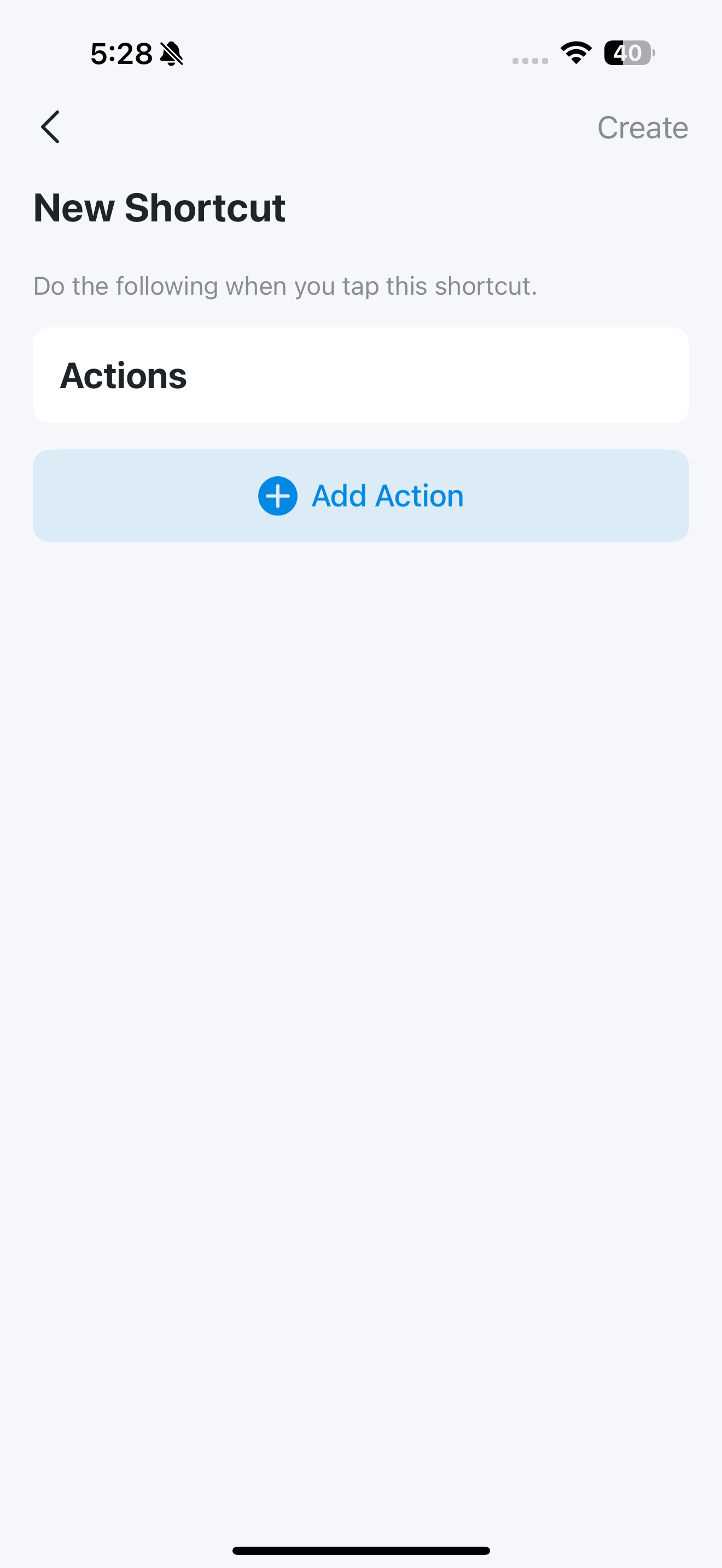 Add Shortcut page in the app