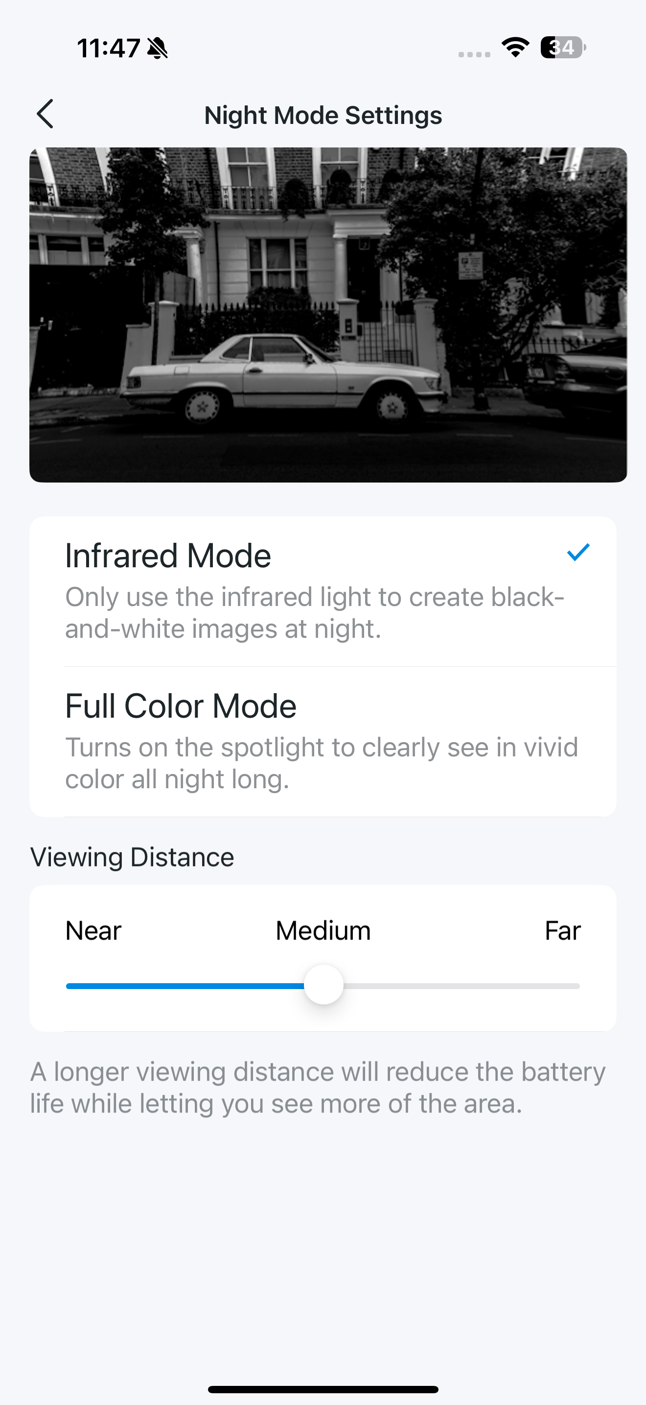 Night Mode Settings, Infrared Mode