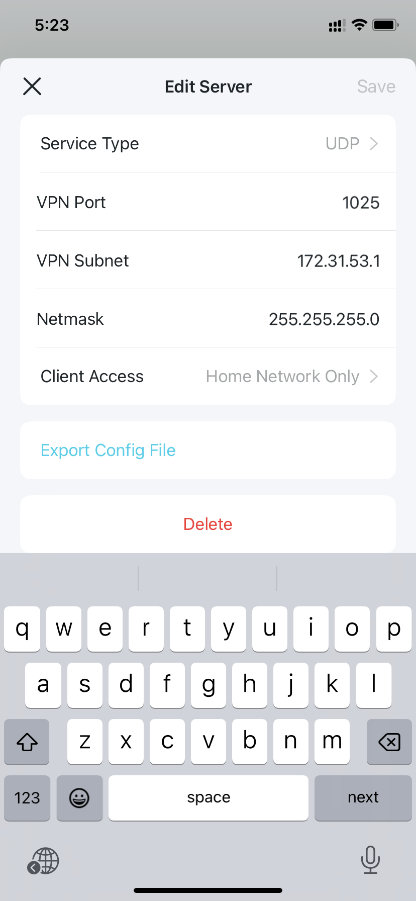 server edit page