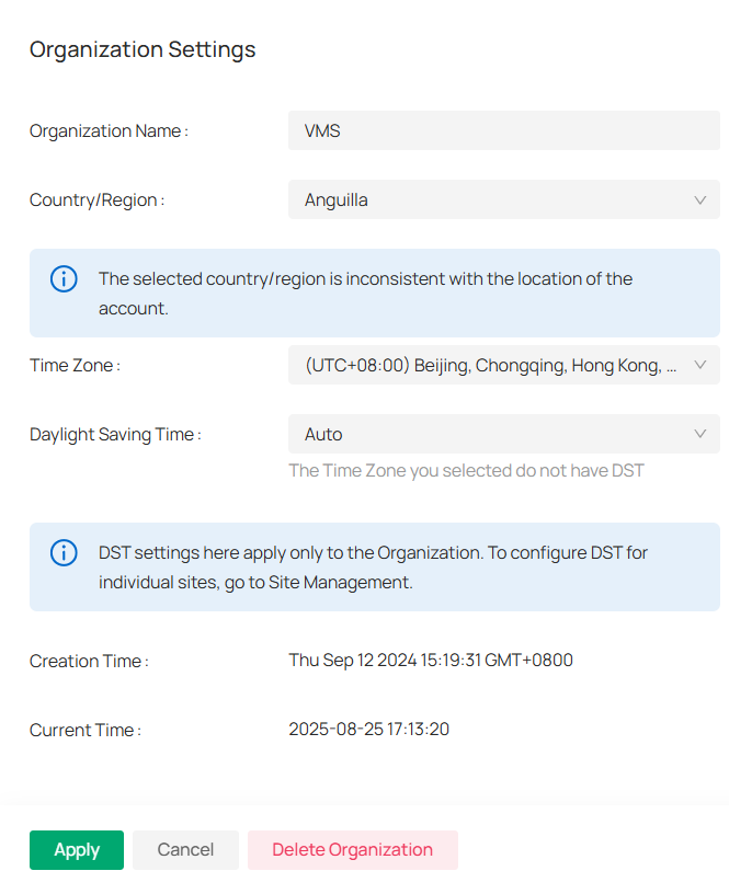 Organization Settings