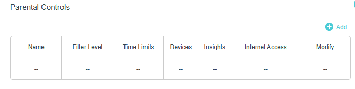 Parental Controls page