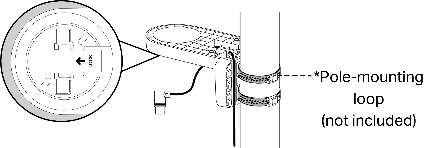 Install the bracket to the pole
