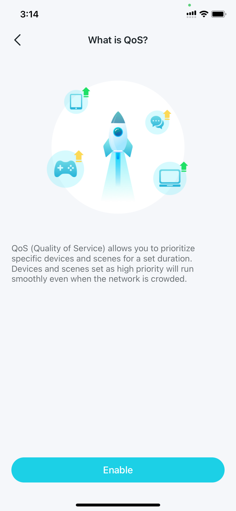 feature introduction and the button for enabling QoS