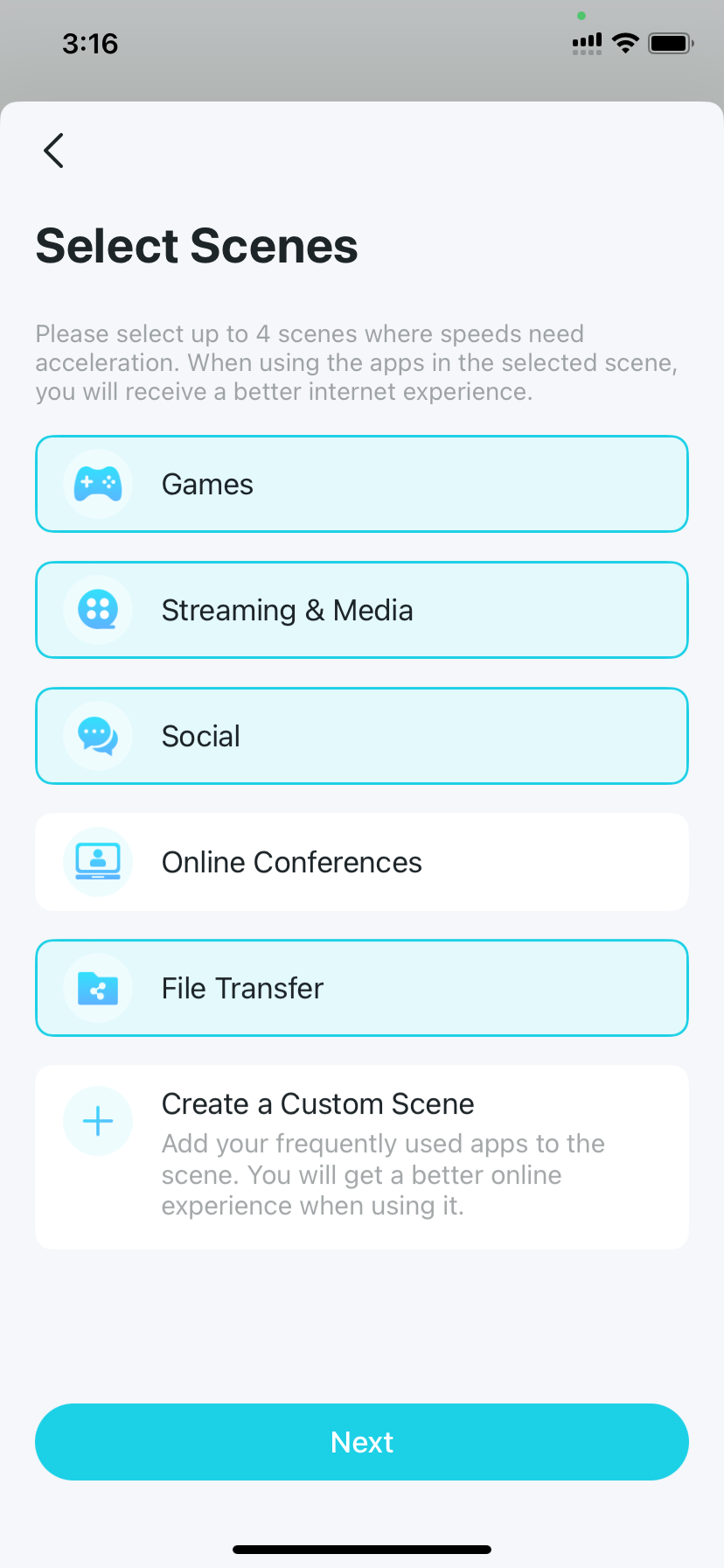 scene page for selection