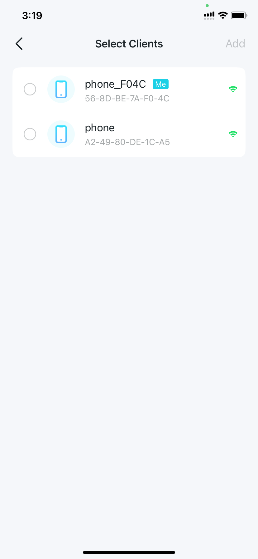 clients settings page for Client Acceleration