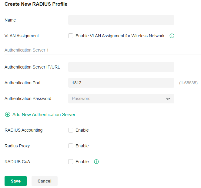 Create New RADIUS Profile
