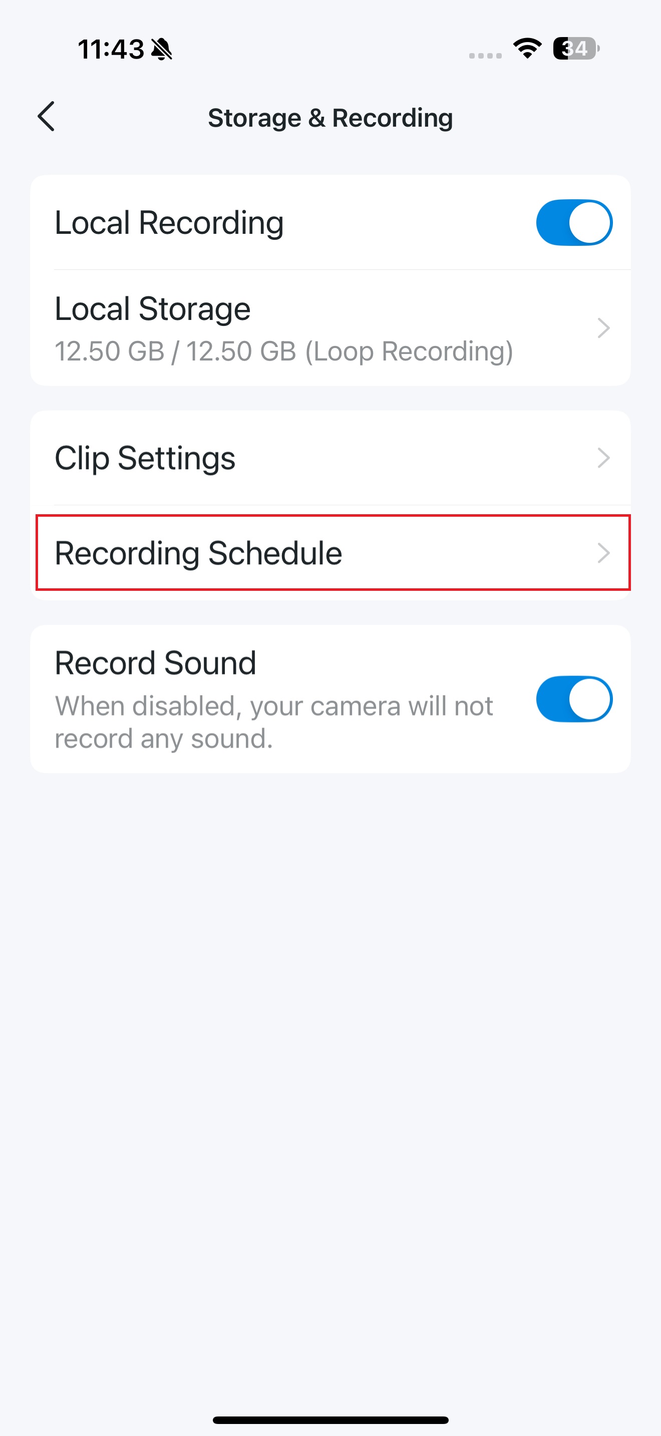 Recording Schedule button