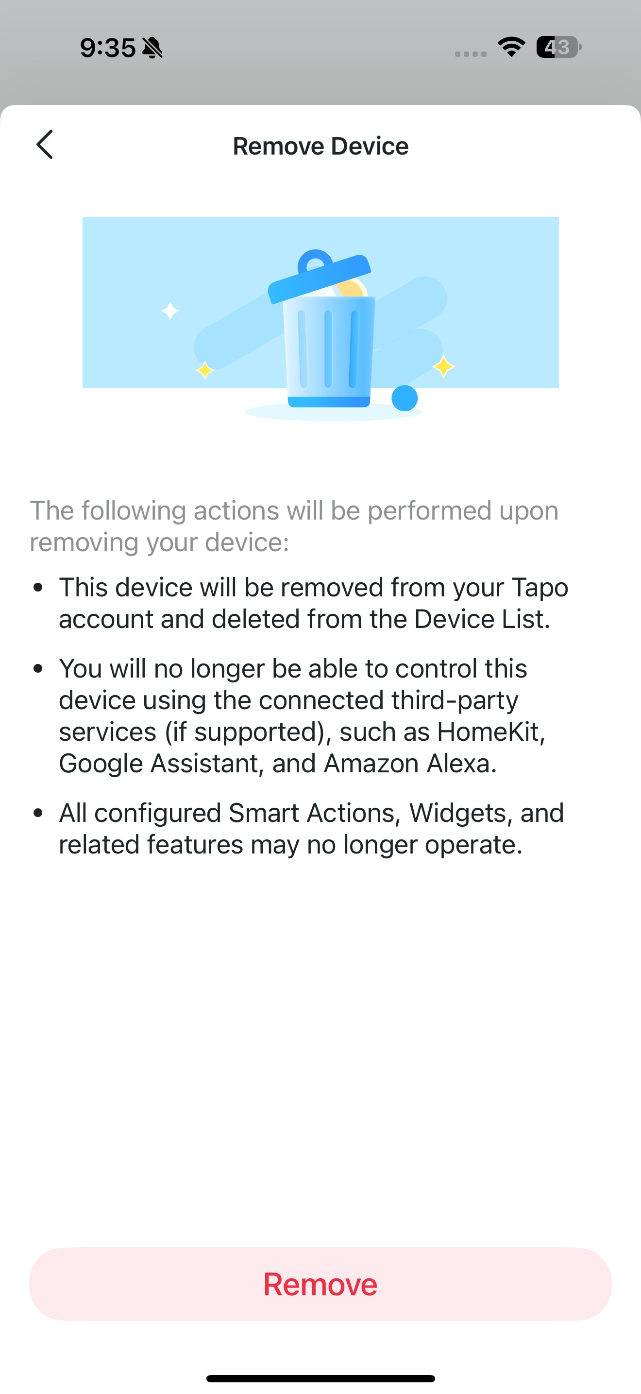 Remove the device to perform a factory reset