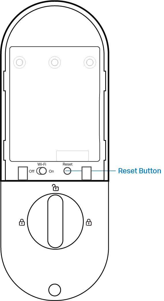 Reset button on the interior assembly