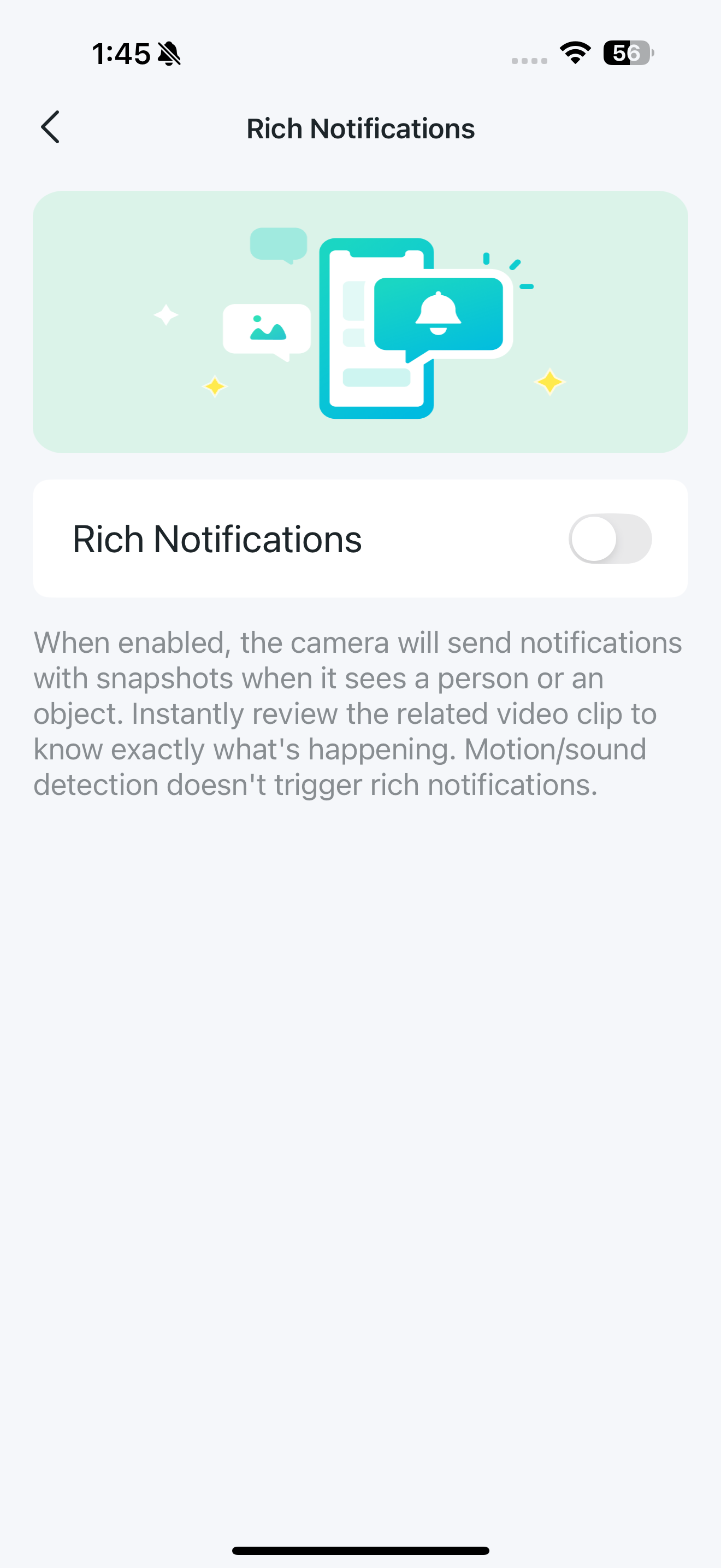 Notifications page in the app