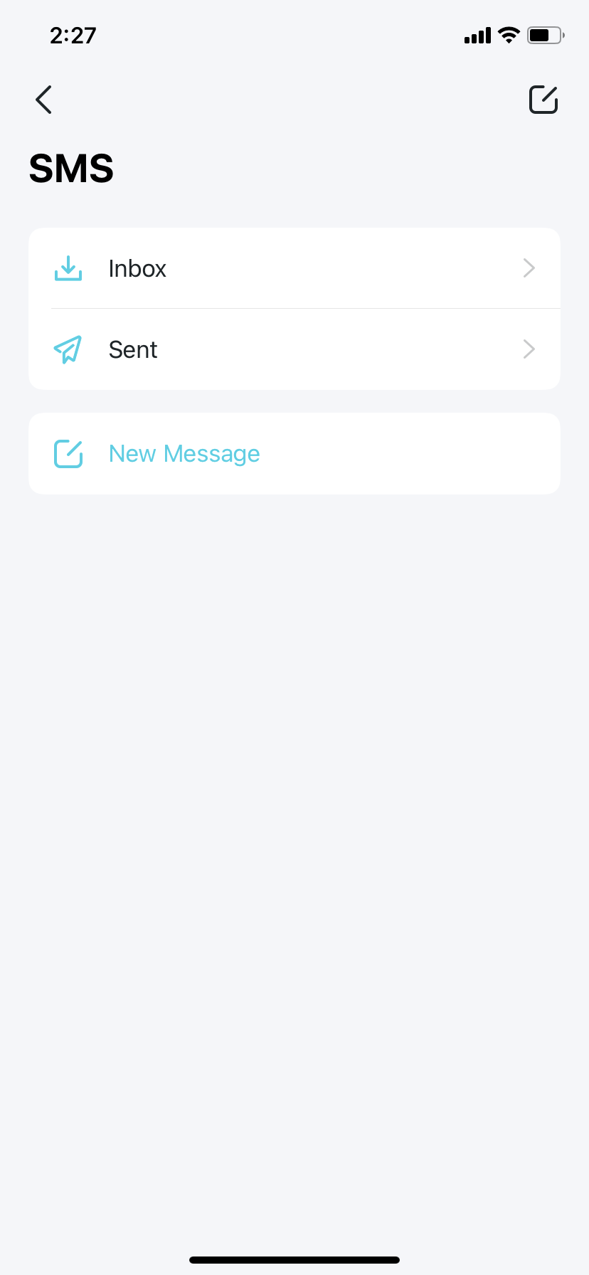  SMS settings page