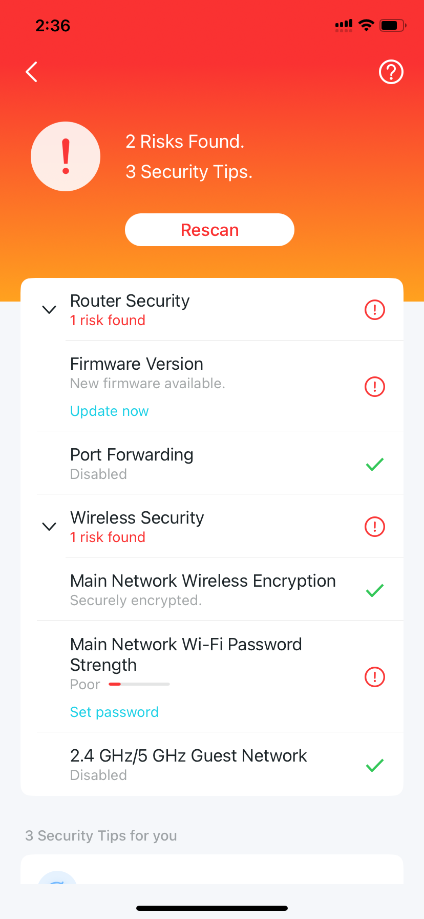 expand the Scan Details to show more risks data