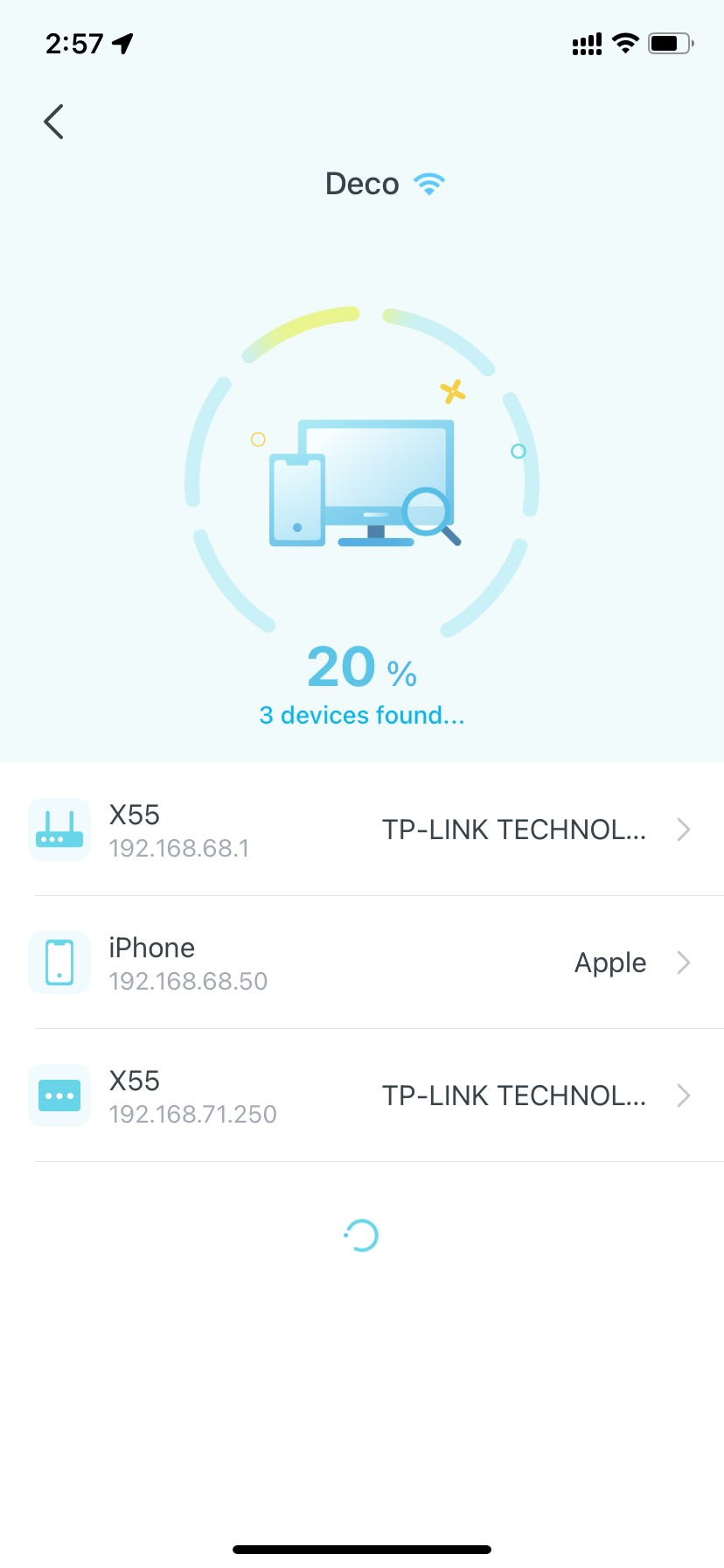Deco is scanning all the connected devices