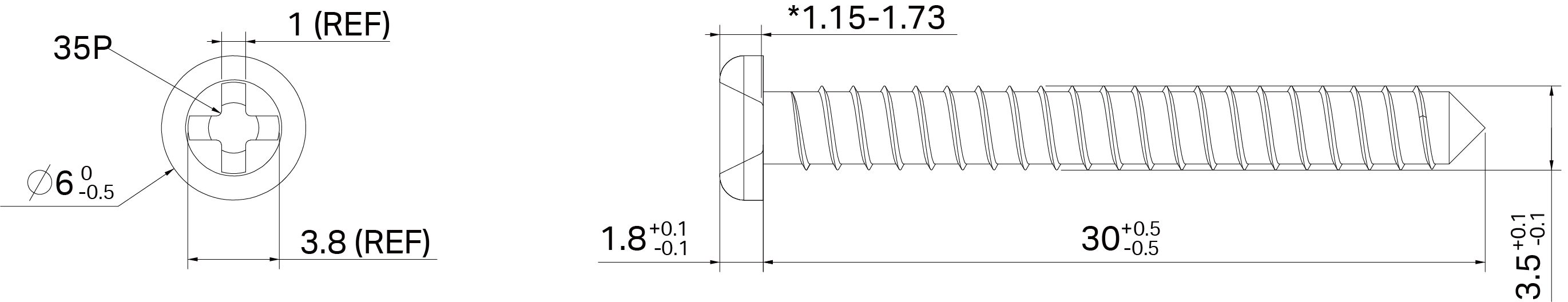 screw size with ST3.5*30