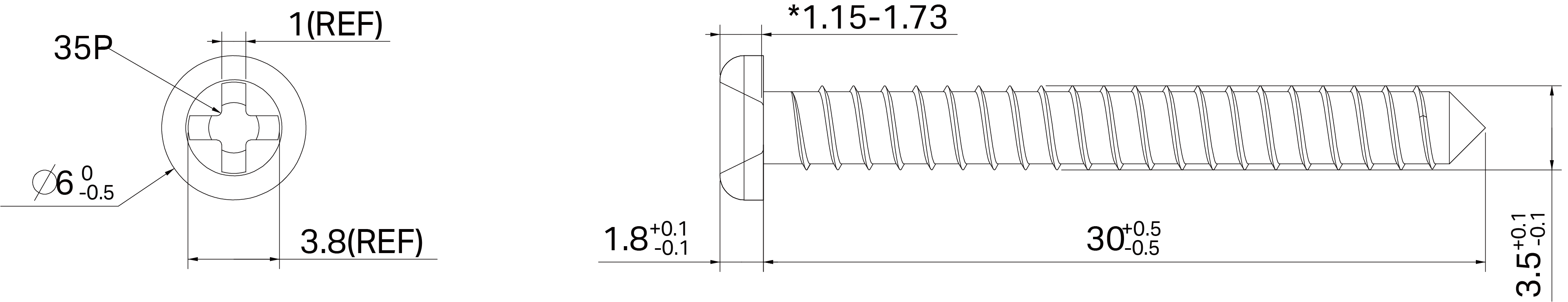 screw size with 6 mm diameters