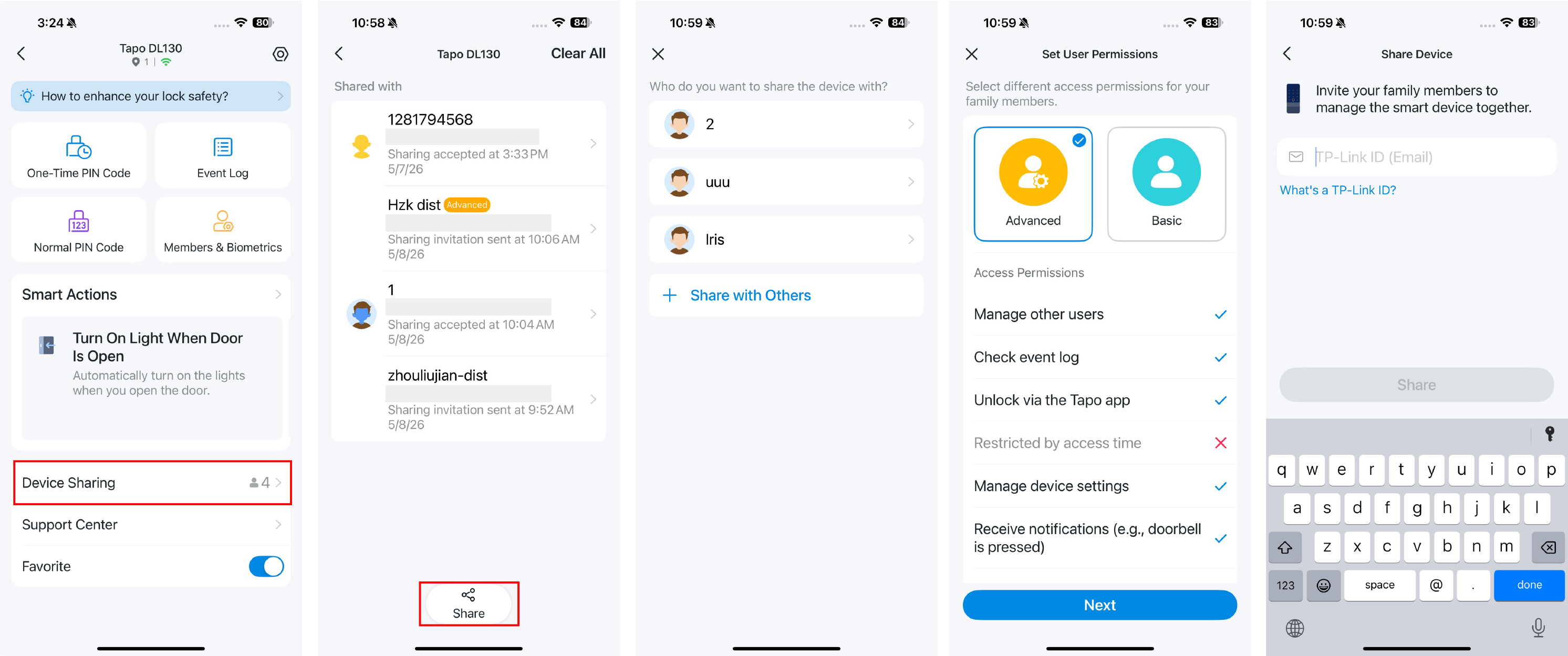 Share device with family members