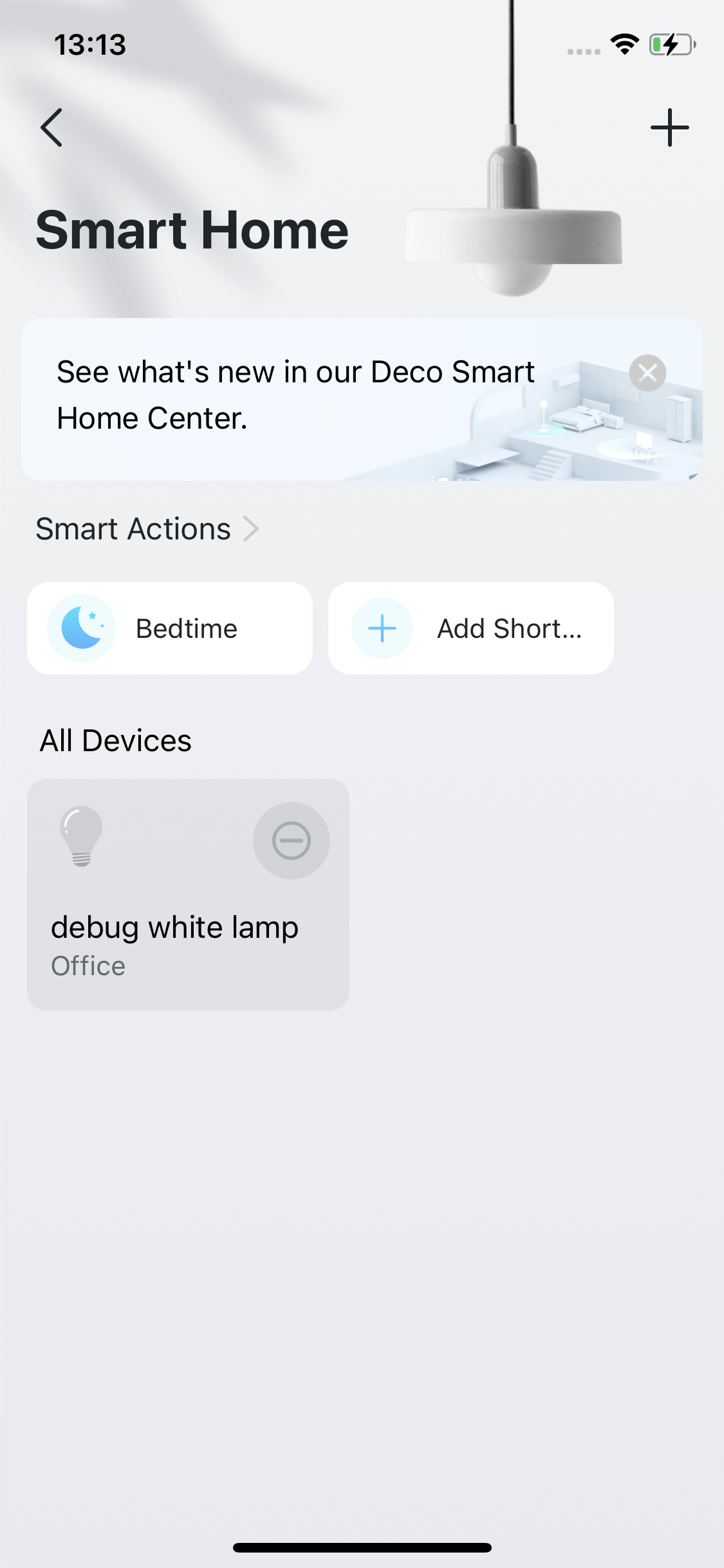 the homepage of Smart Home after setting a Shortcut