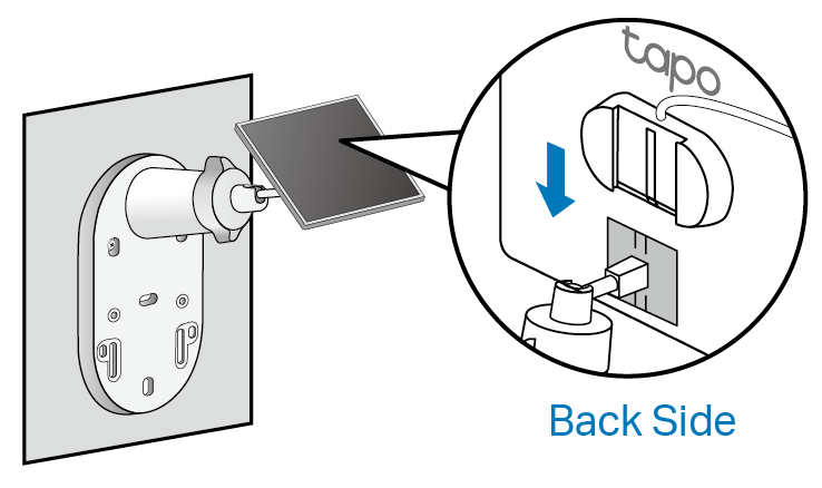 Displays the direction to slide the solar panel onto the bracket