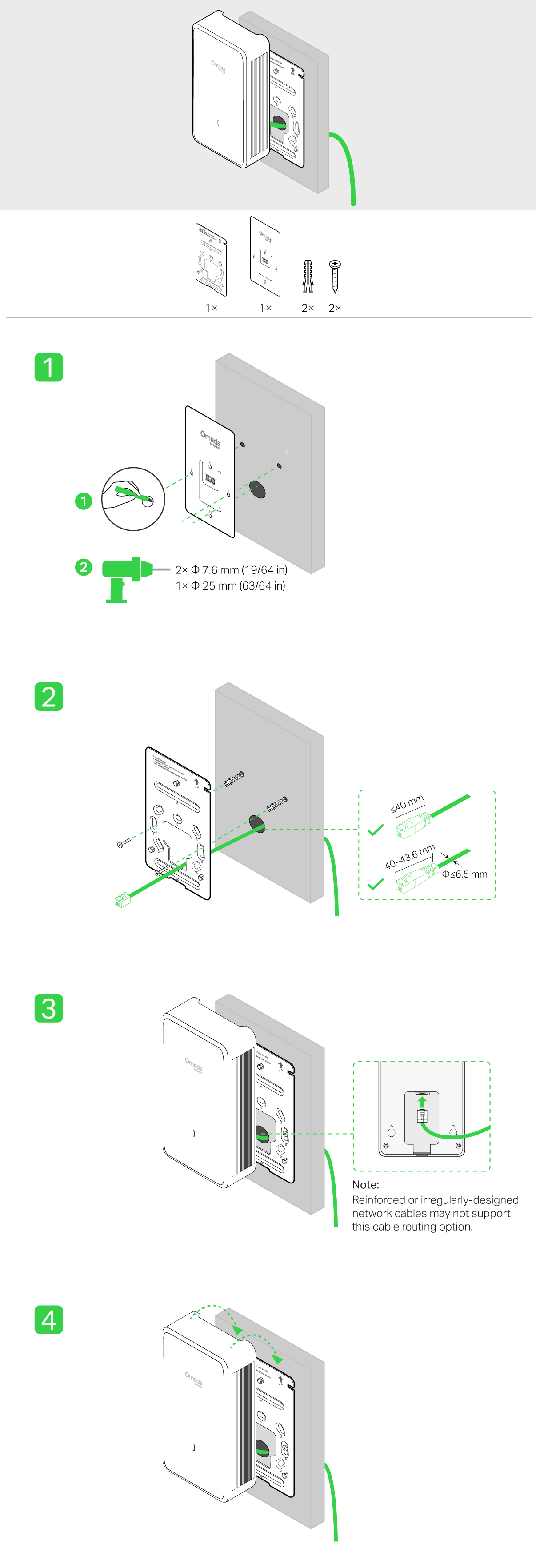 Steps - Option 2 Wall Mounting (Cable Through Wall)