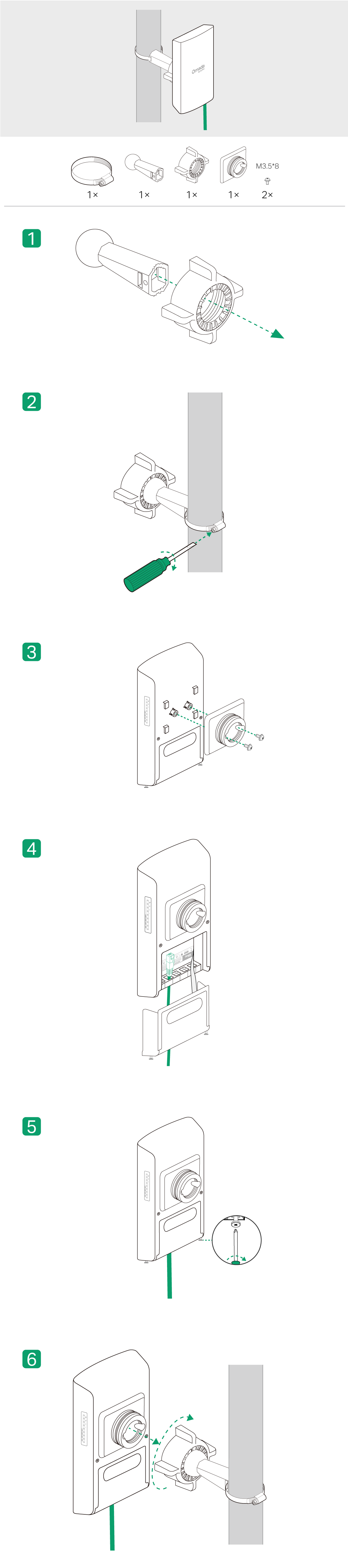 Steps - Option 3 Pole Mounting with the U-Joint