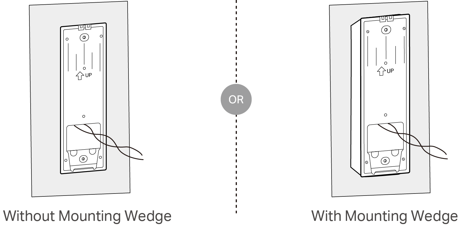 Stick the bracket to the wall and attach the doorbell to the bracket