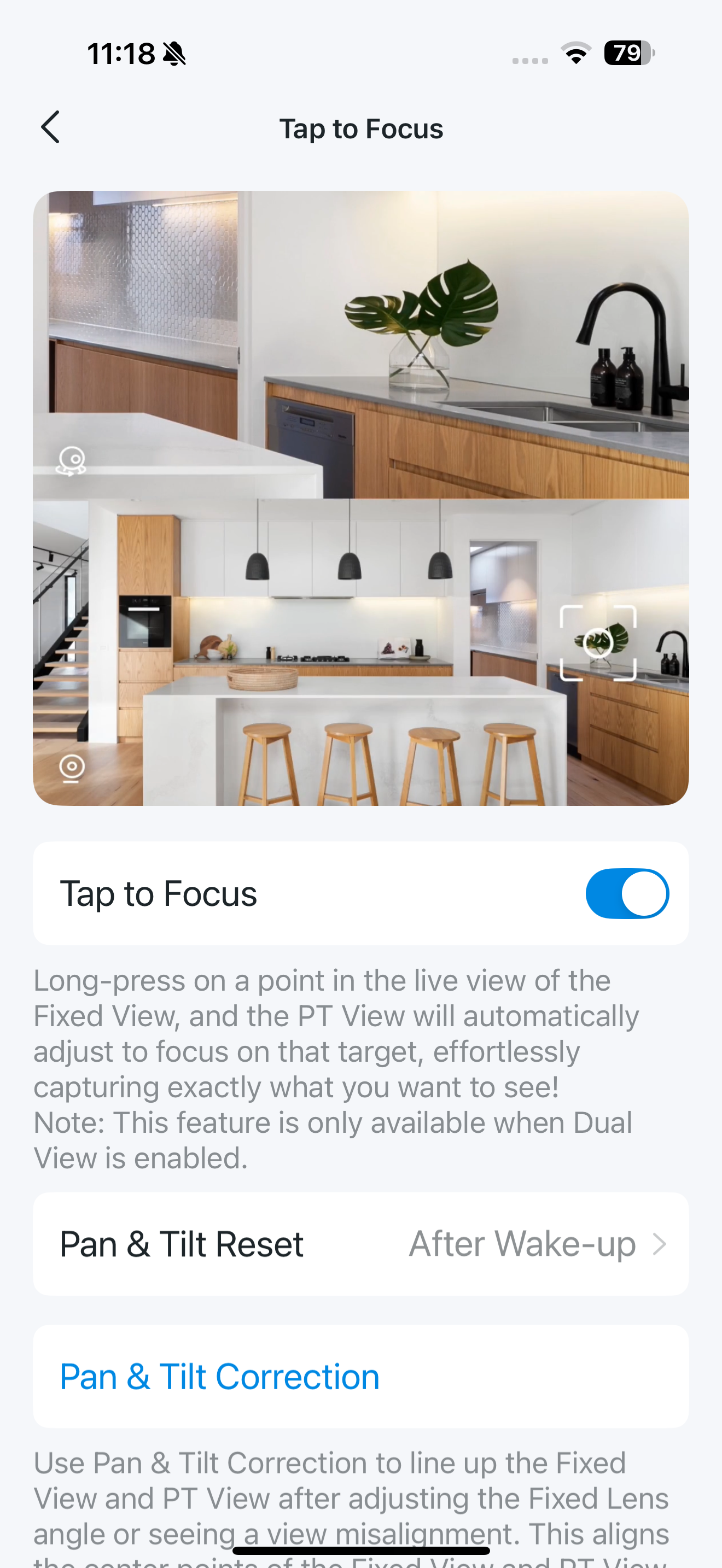 Tap to Focus page in the app