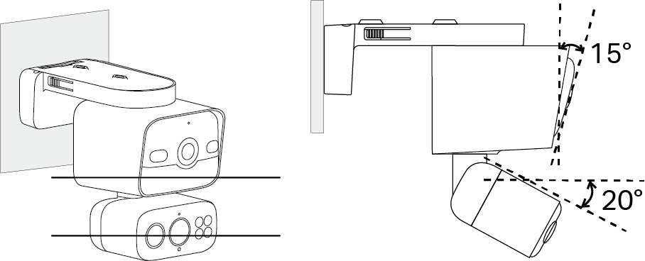 Displays images of keeping the motion sensor level and the camera lens tilt angle