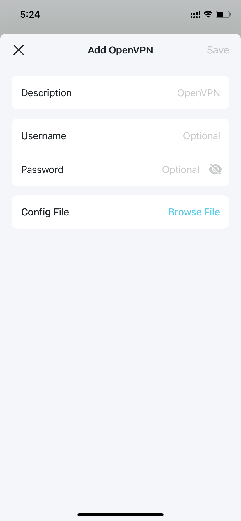 OpenVPN adding page