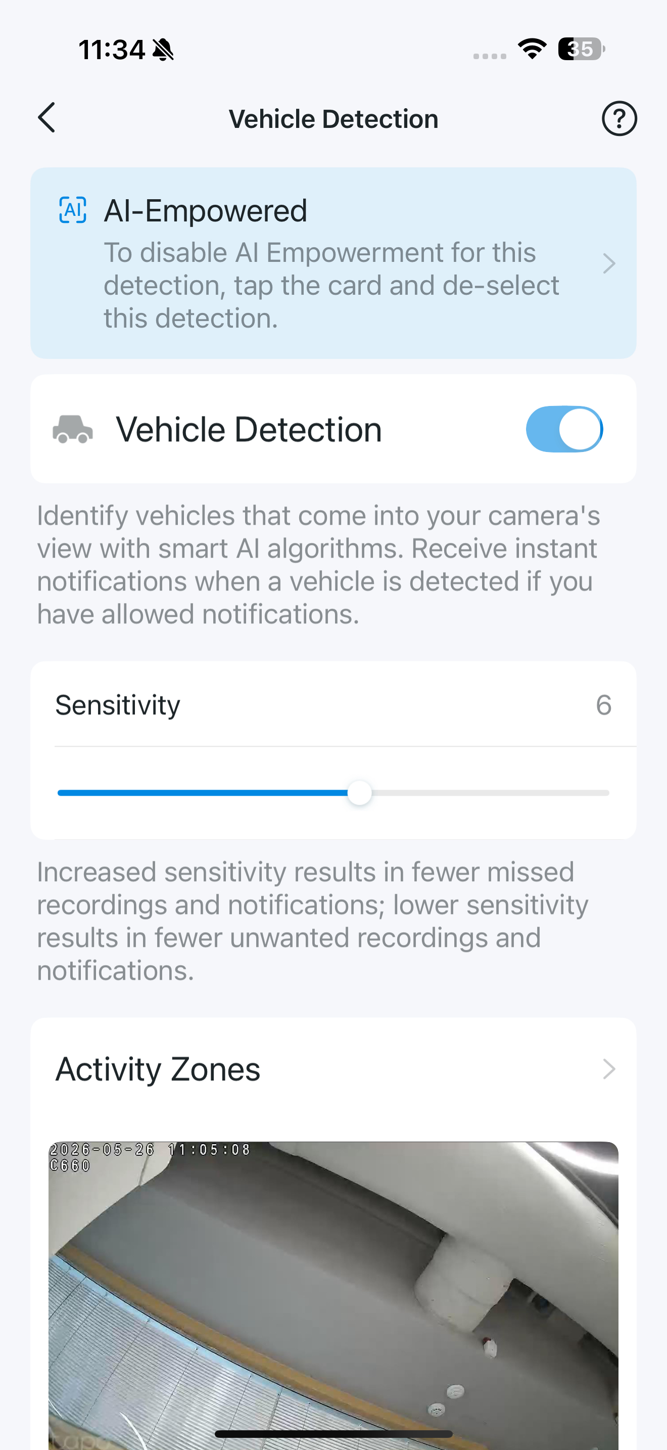 Vehicle Detection page in the app