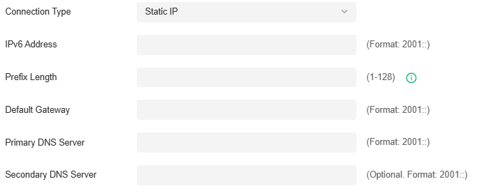 WAN Ports Config_IPv6_Static IP