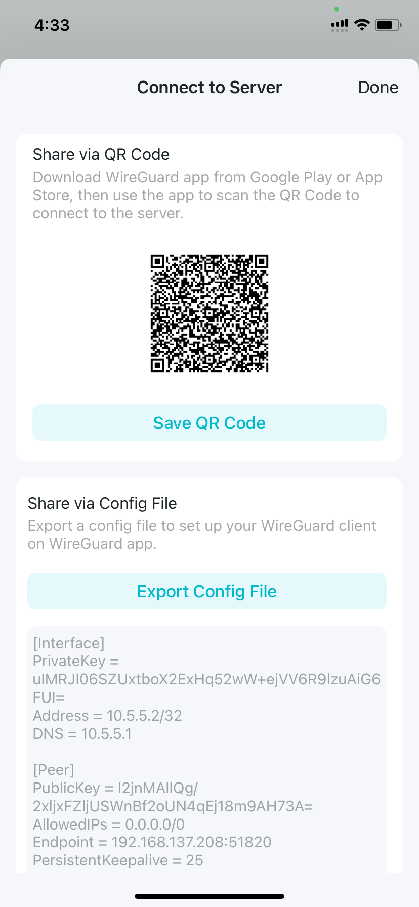 ways to connect to the WireGuard Server.
