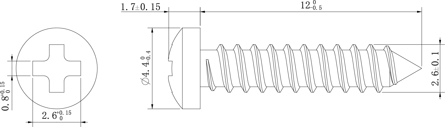 Displays the size (ST2.6*12) of the bracket screw