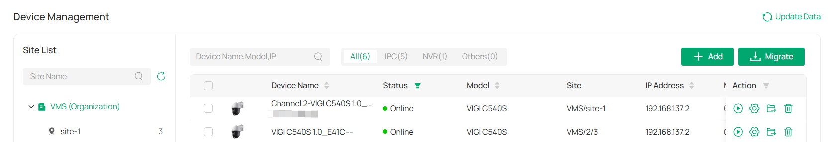 device management page