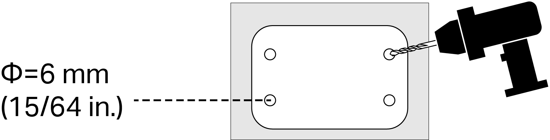 Drill 4 screw holes according to the template.