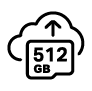 512 GB SD card and cloud storage icon