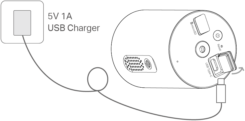 Charge camera with 5V 1A power adapter